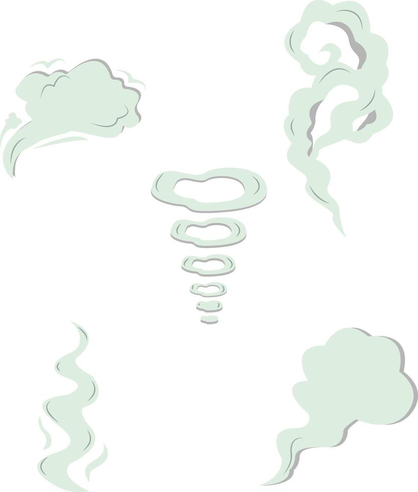 Cartoon Smoke Clouds Elements. with Different Shapes, Isolated Vector Set.