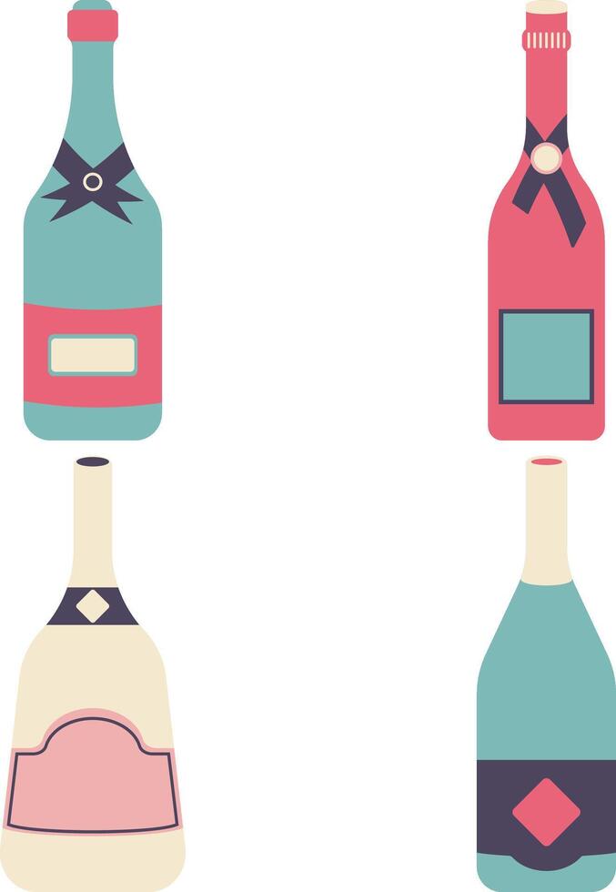 colección de varios botellas plano dibujos animados estilo. aislado vector icono