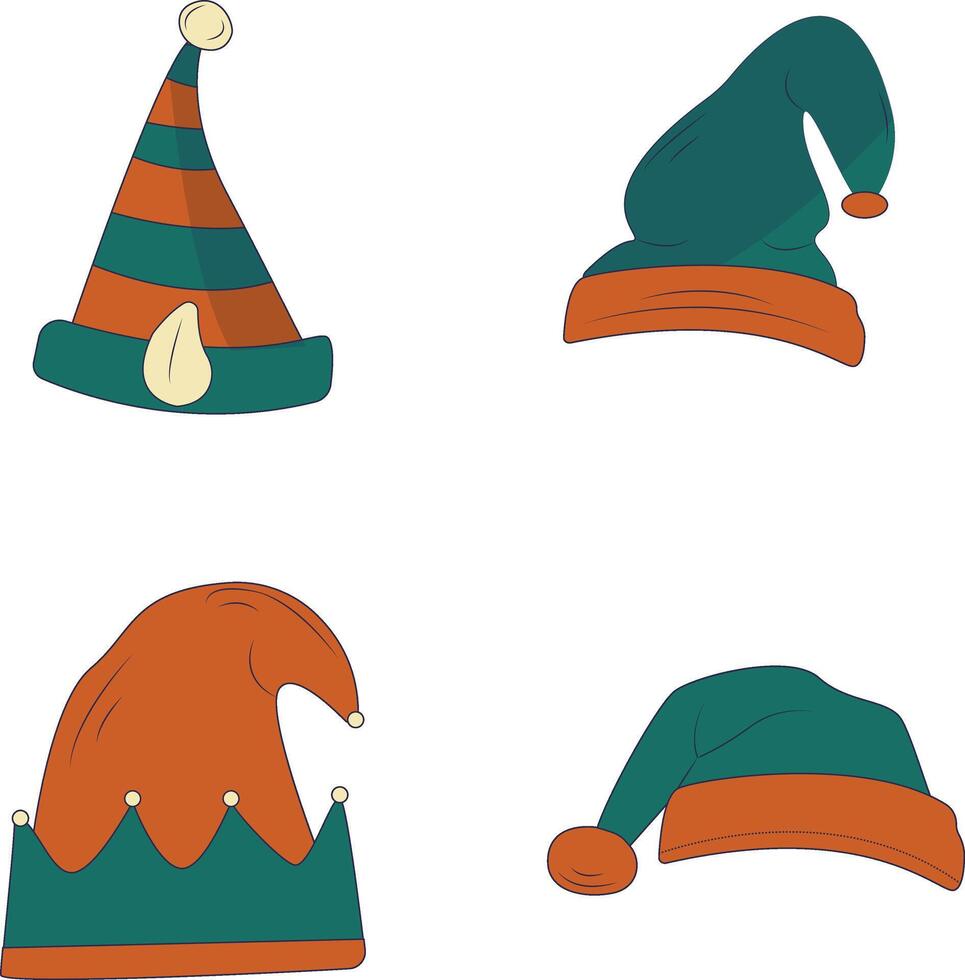 Christmas Santa Hat in Colorful Design. Isolated Vector Icon