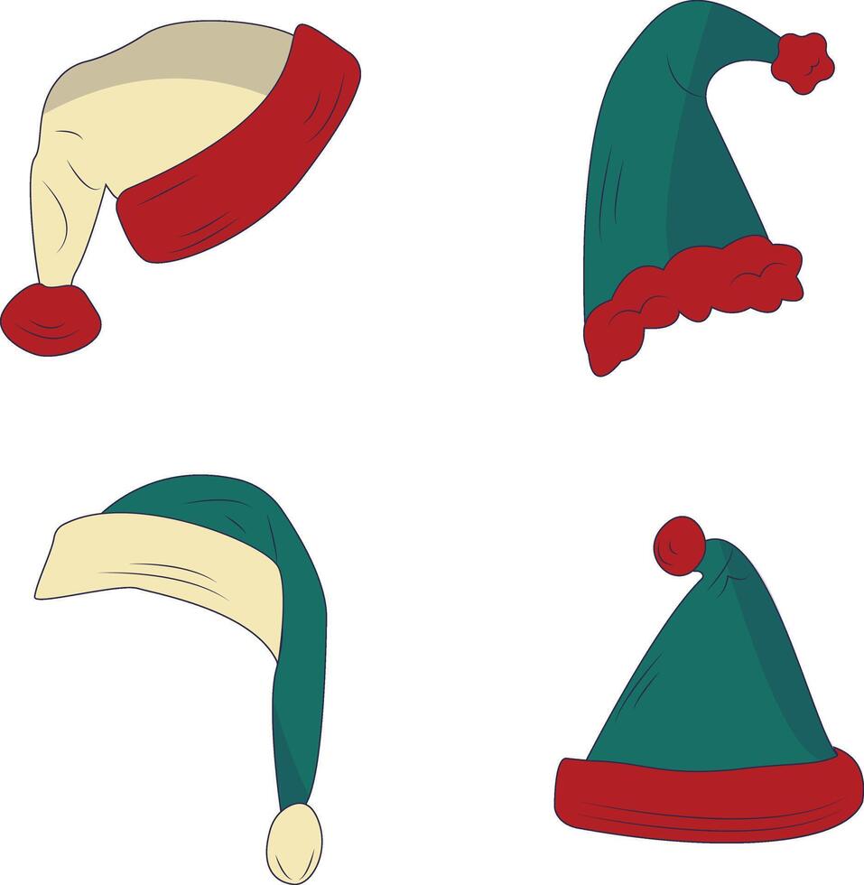 Navidad Papa Noel sombrero en vistoso diseño. aislado vector icono