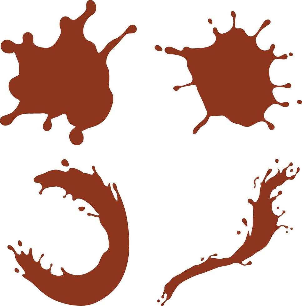 Chocolate Splash Illustration. In Simple Design. Isolated Vector Set.