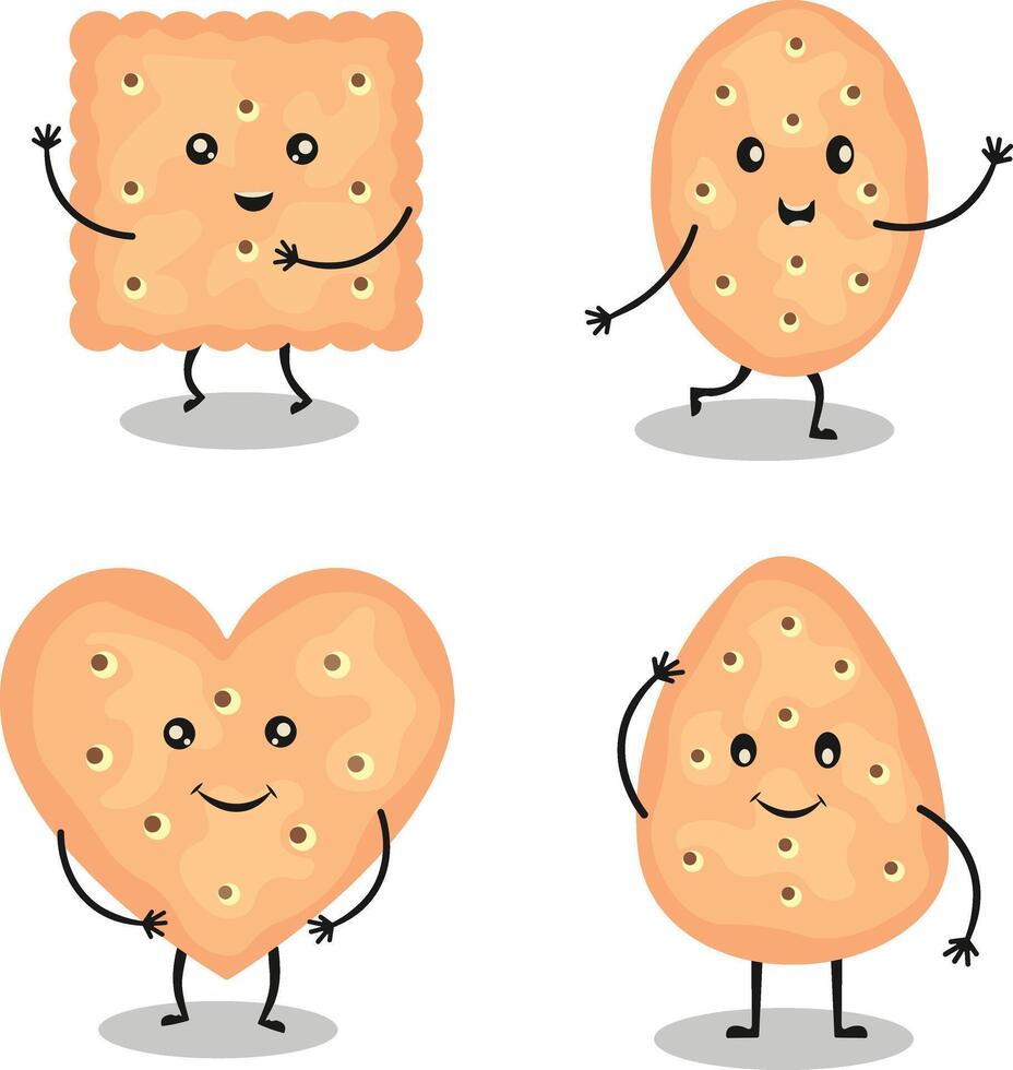 Collection of World Cookie Day Character. Cute Cartoon Style, Vector Illustration