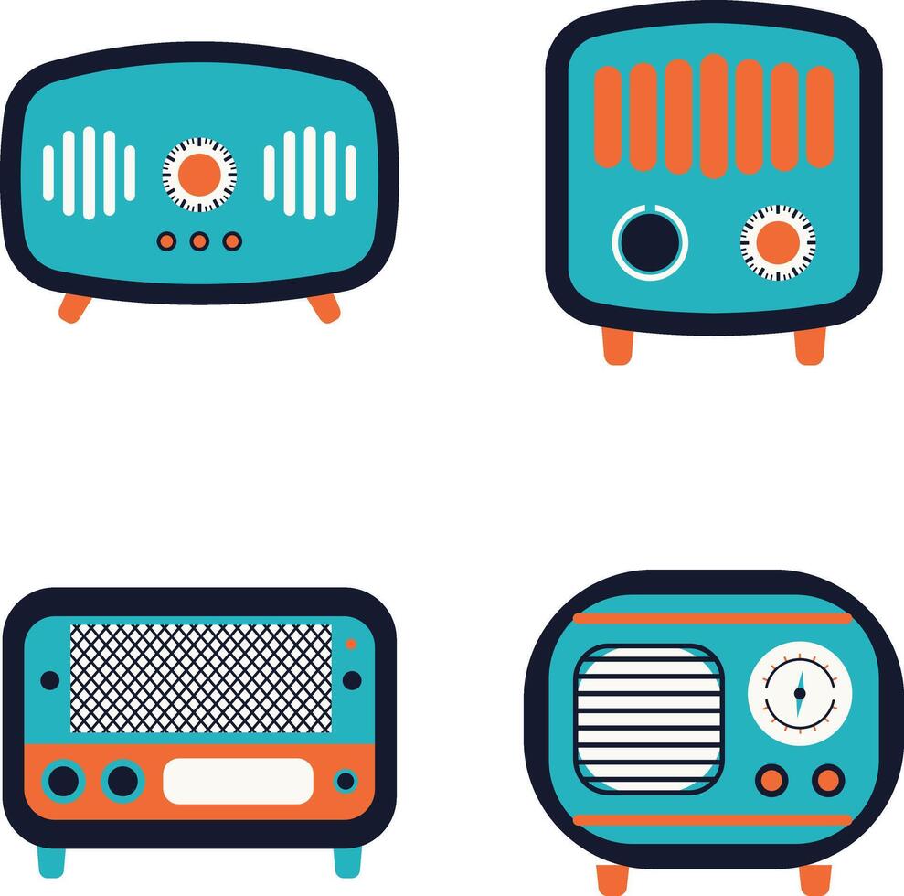 Old Radio Stereo With Vintage Design. Vector Illustration