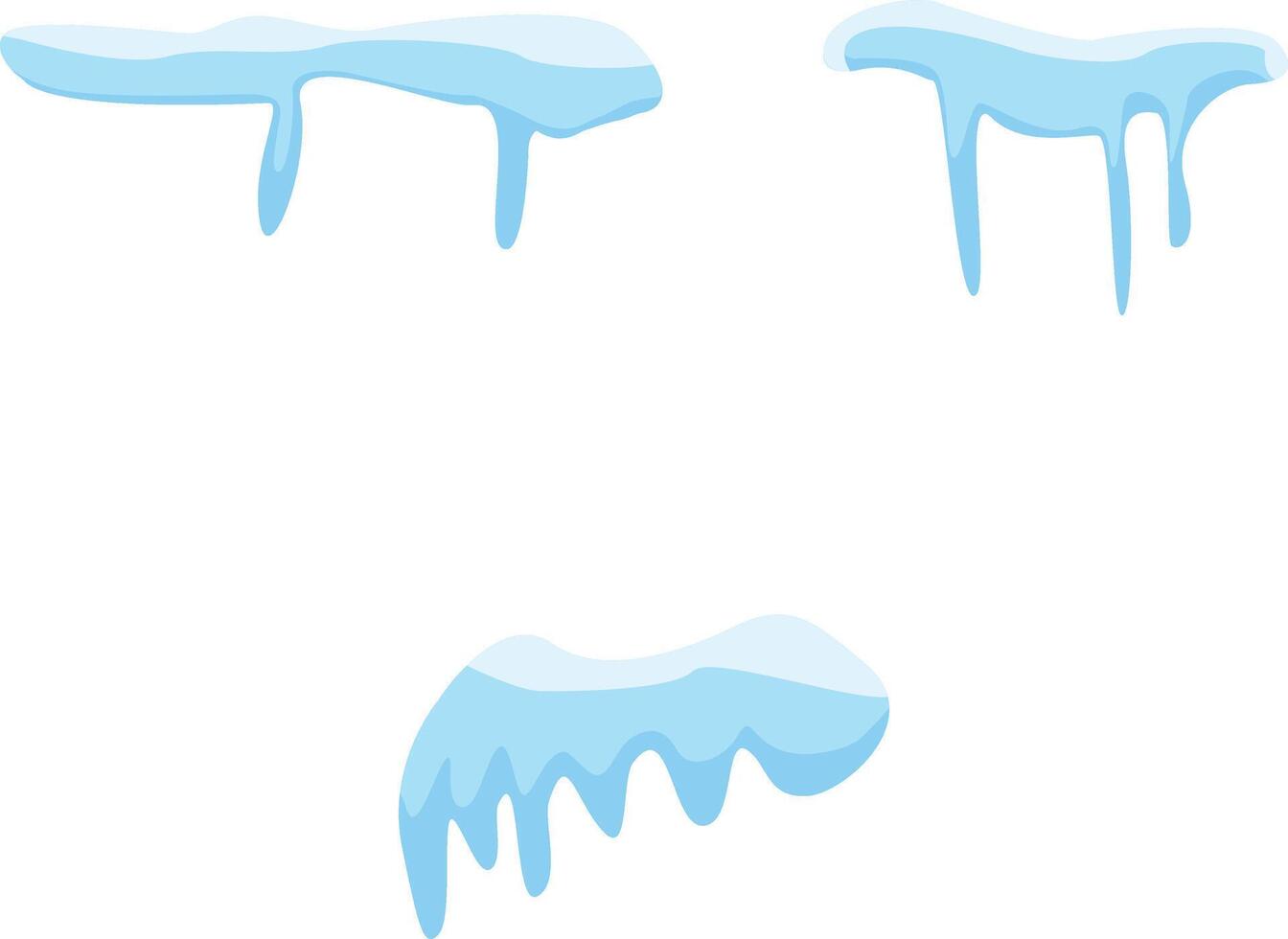 Snowcap Border Elements. Collection of Melting Ice. Vector Illustration