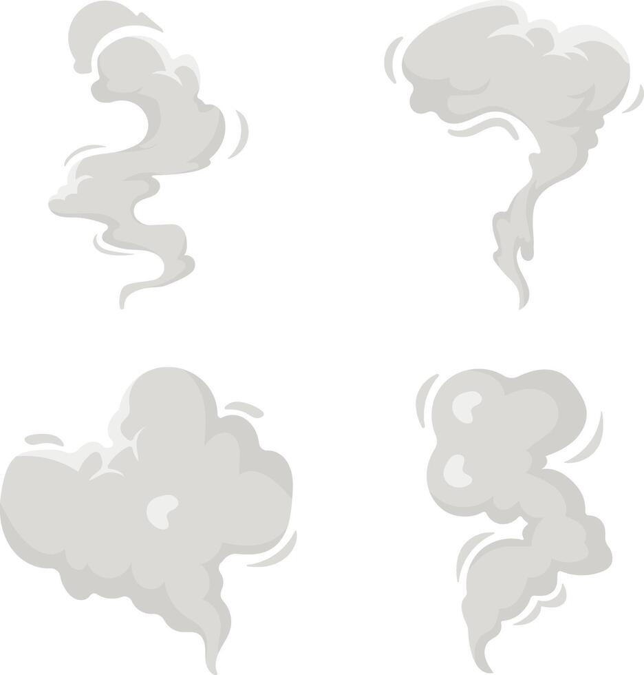Cartoon Smoke Cloud Icon Set. For Comic Element. Clouds Explosion vector