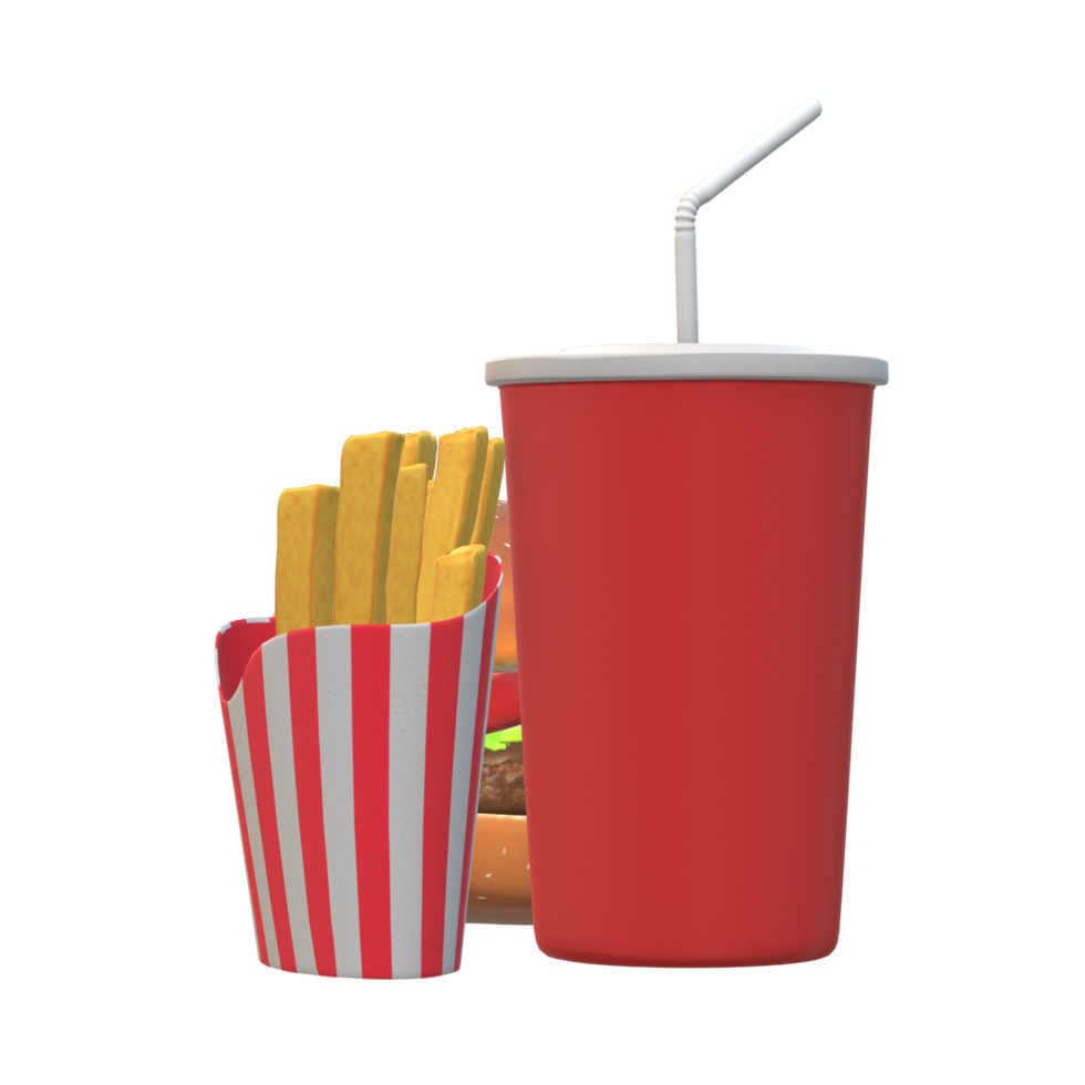 fast food 3d rendering png
