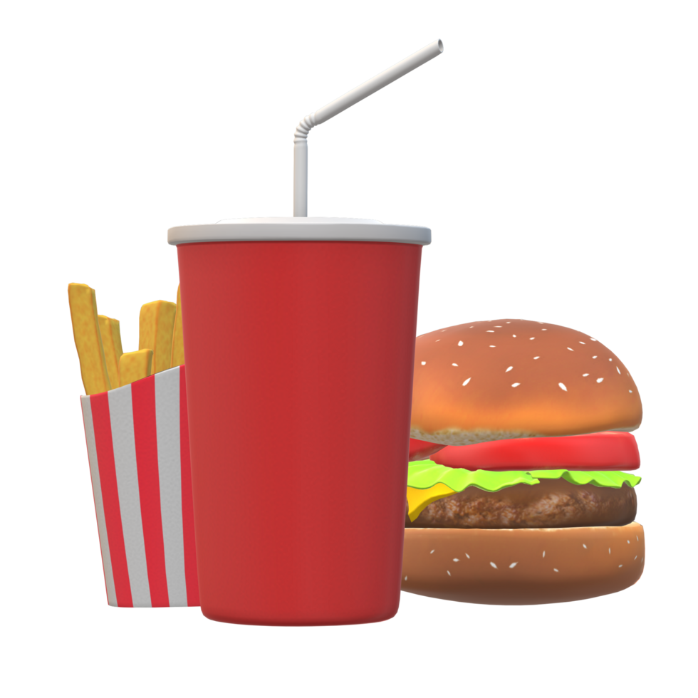 fast food 3d rendering png