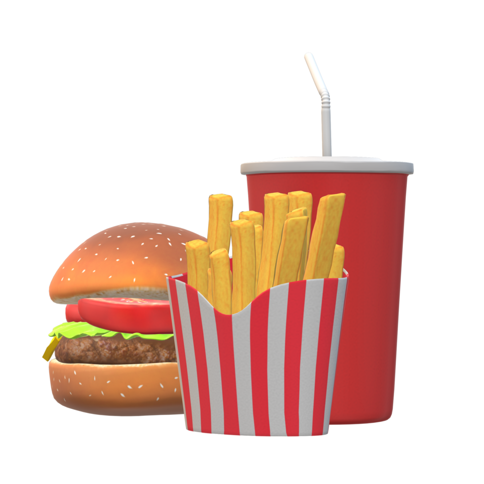fast food 3d rendering png