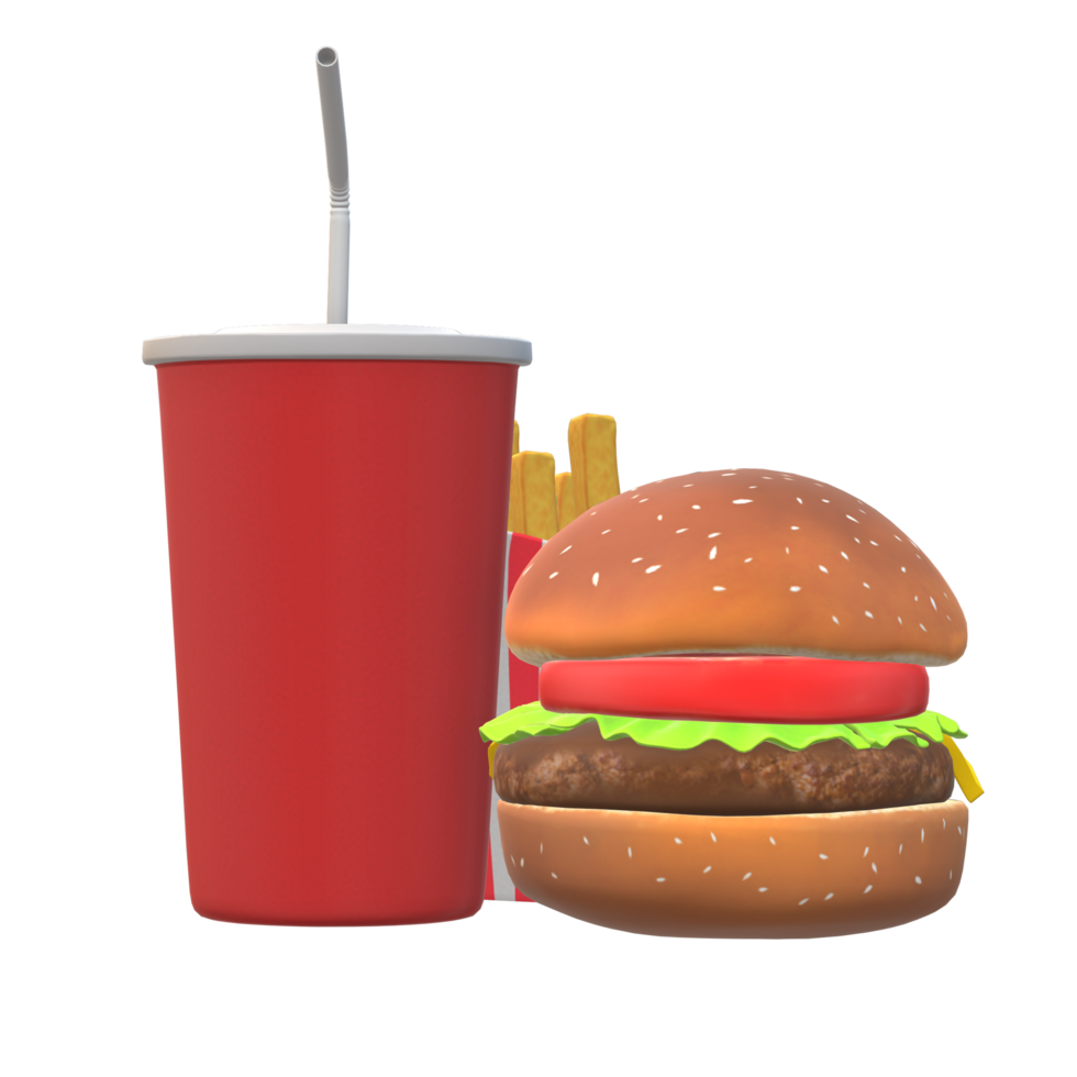 fast food 3d rendering png