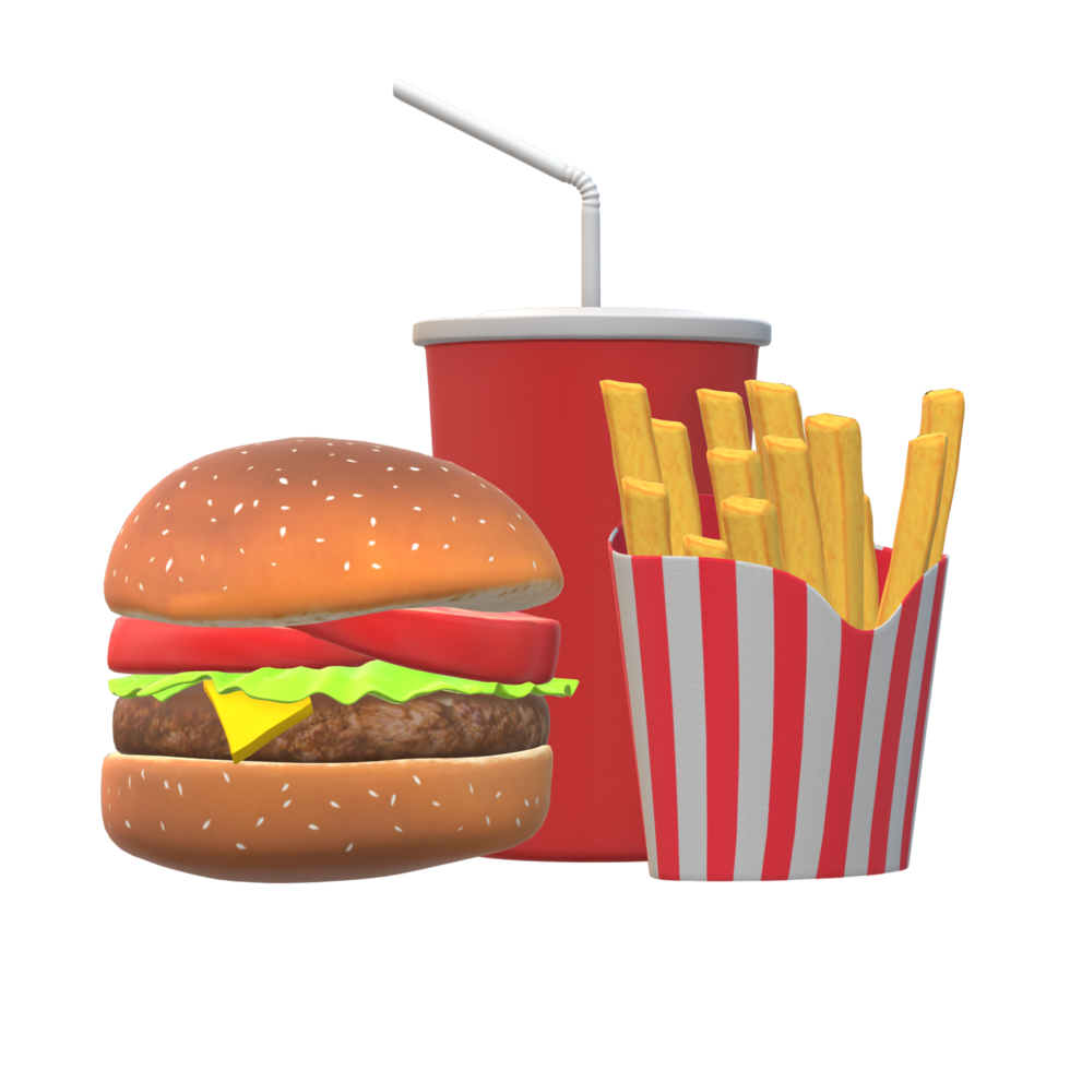 fast food 3d rendering png
