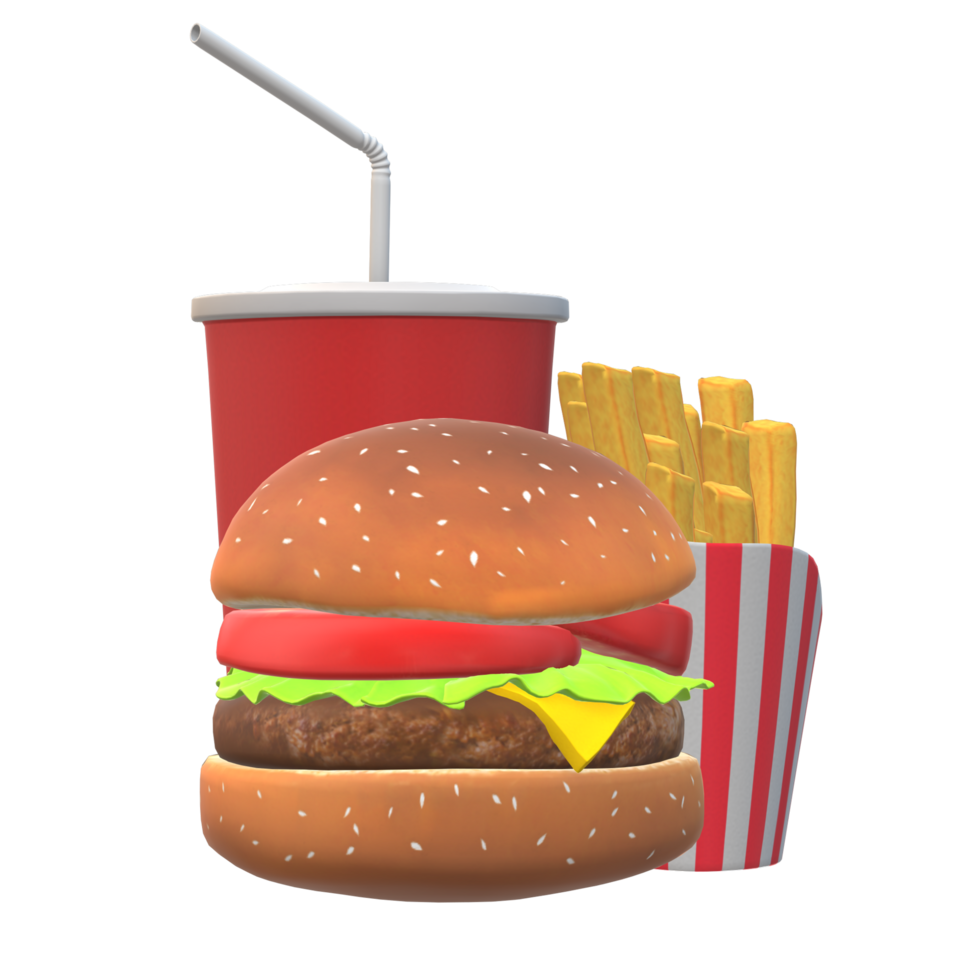 fast food 3d rendering png
