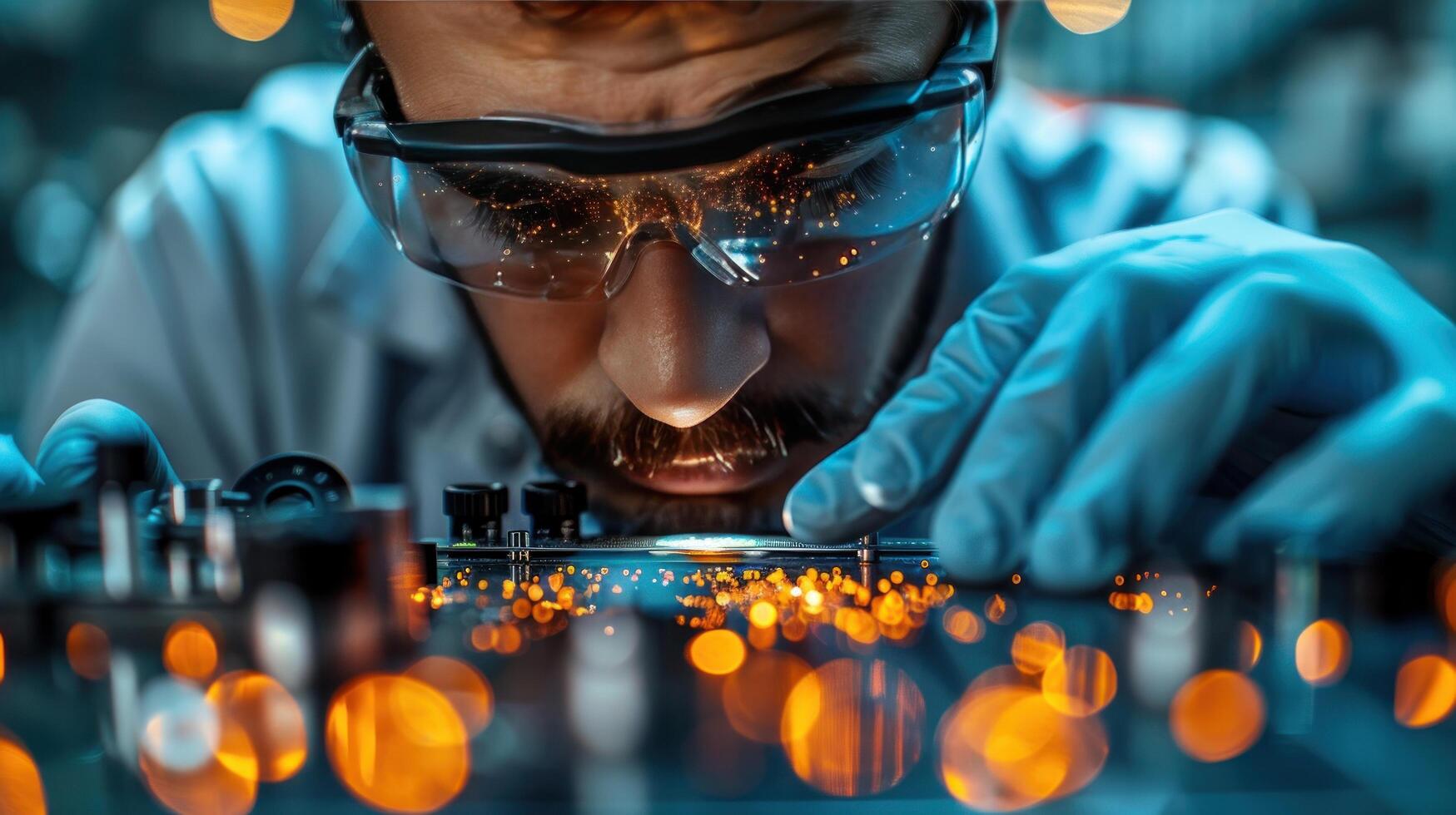 AI generated Man Looking Through Microscope photo