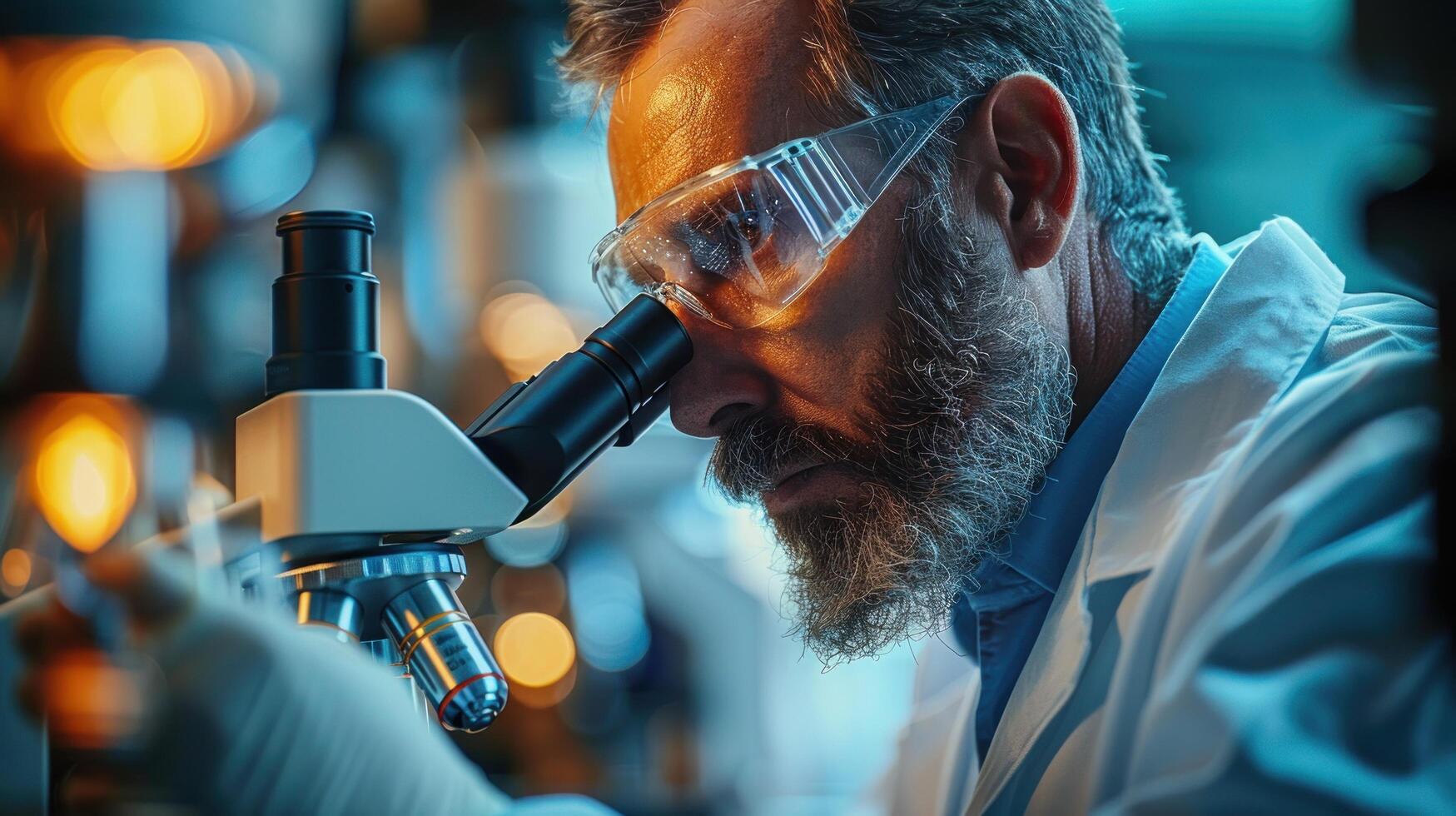 AI generated Man Looking Through Microscope photo