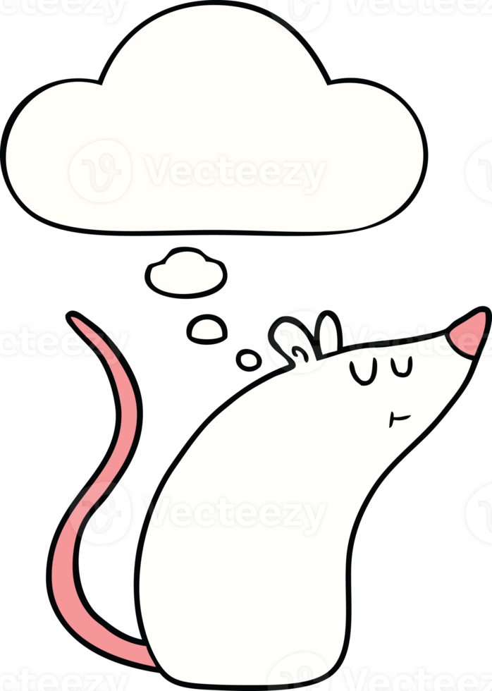 cartoon white mouse with thought bubble png