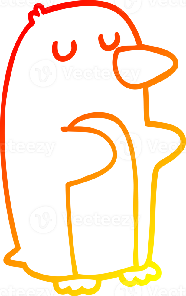 warm gradient line drawing of a cartoon penguin png