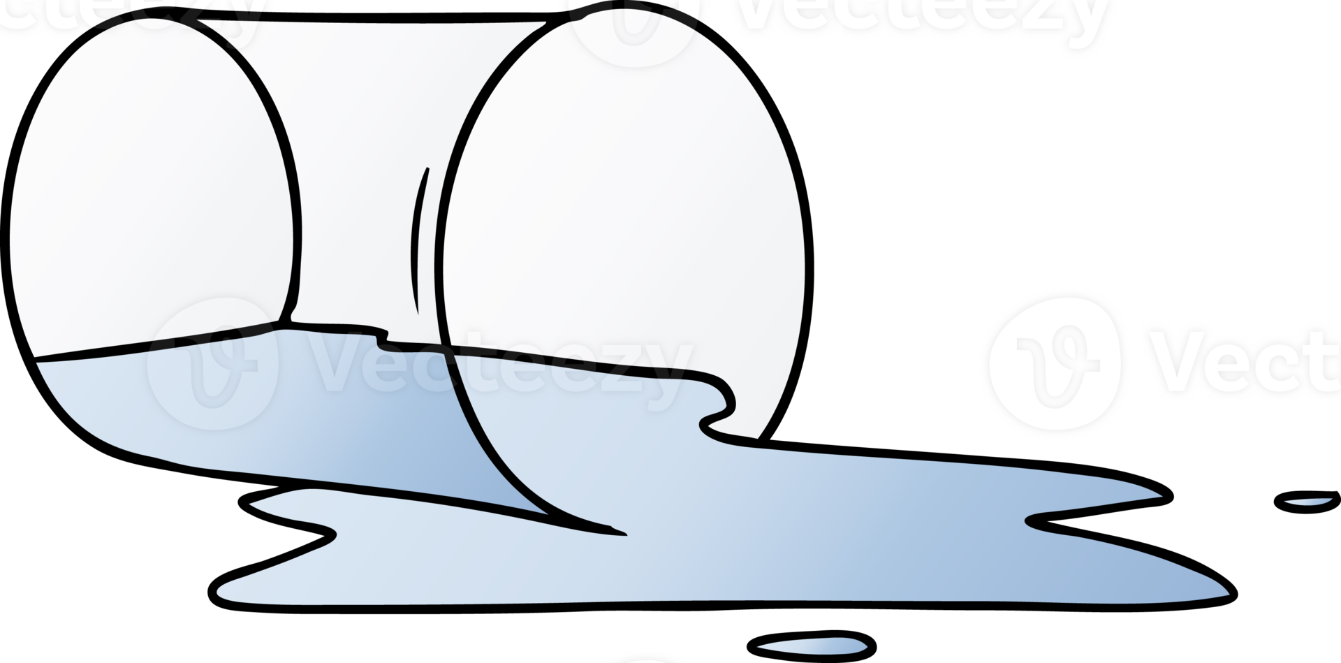 hand drawn gradient cartoon doodle of a spilt glass png