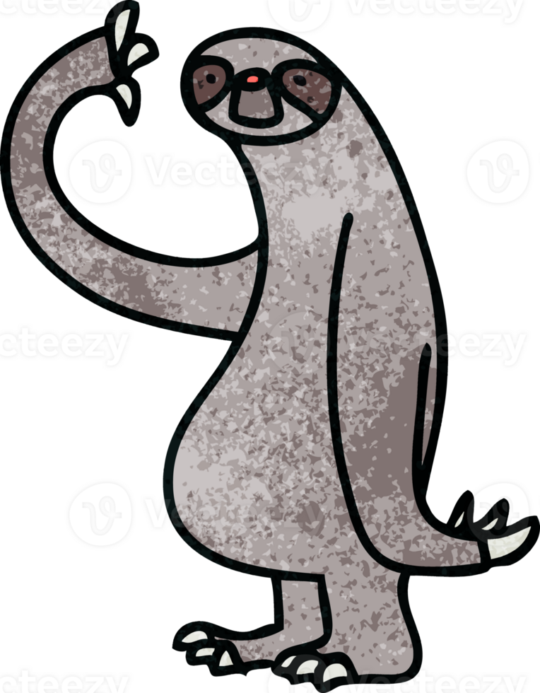 hand drawn quirky cartoon sloth png