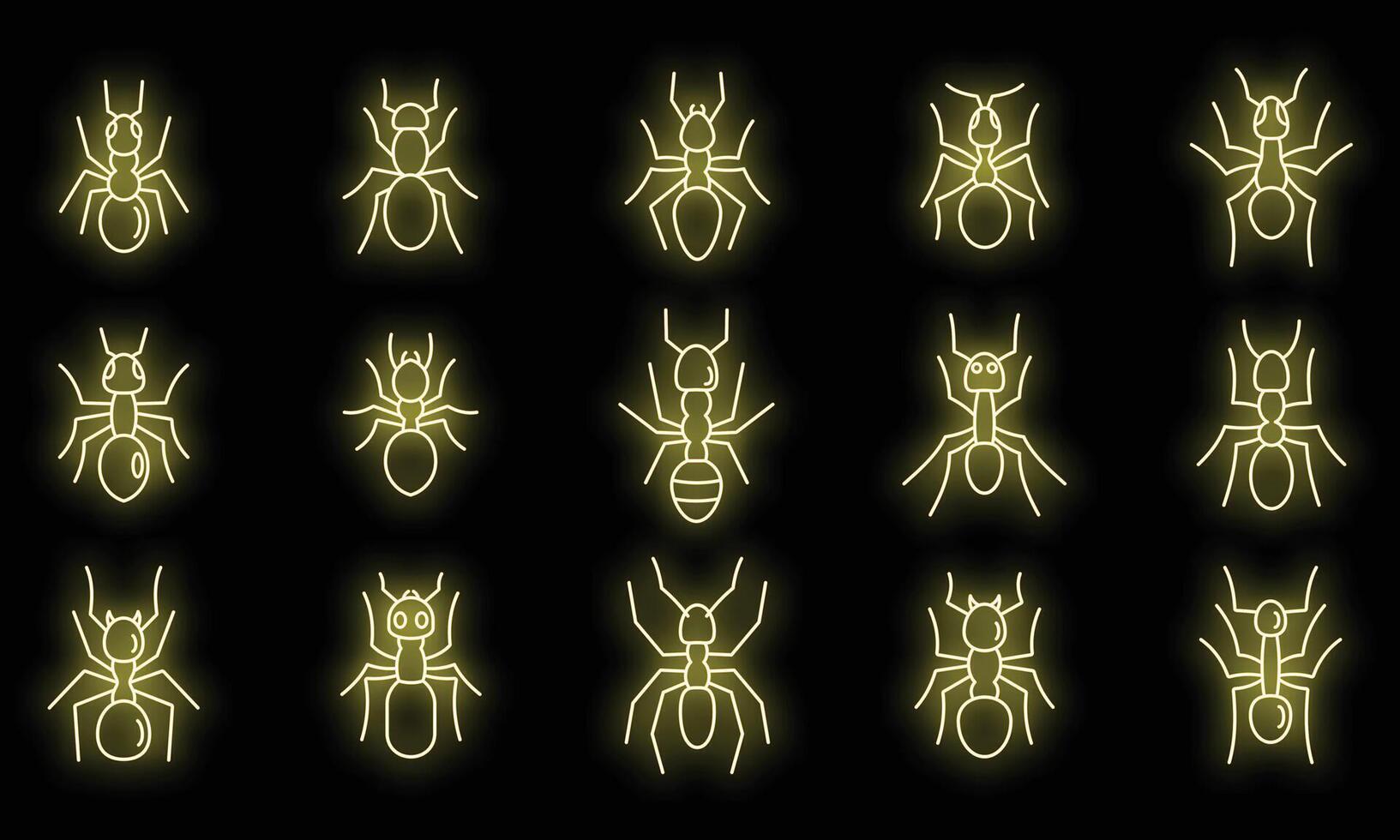 Wild ant icons set vector neon