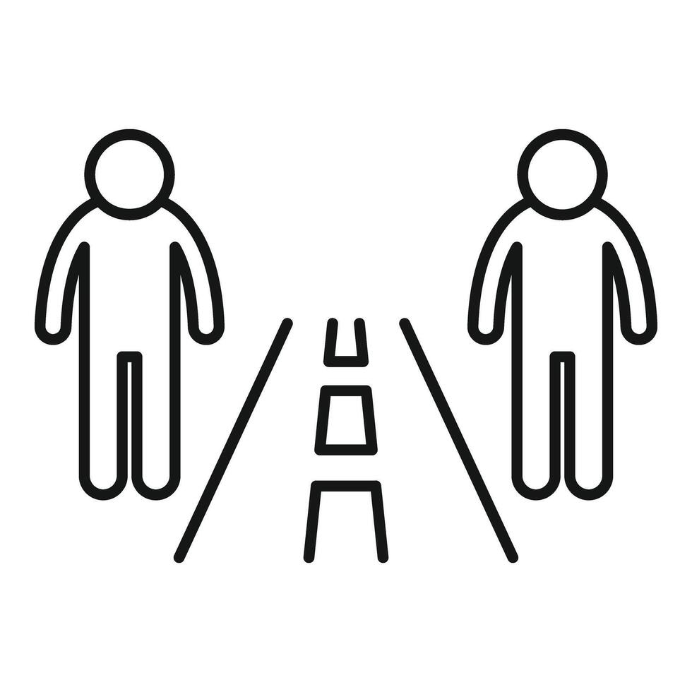 Avoid walk road distance icon outline vector. Home precaution vector