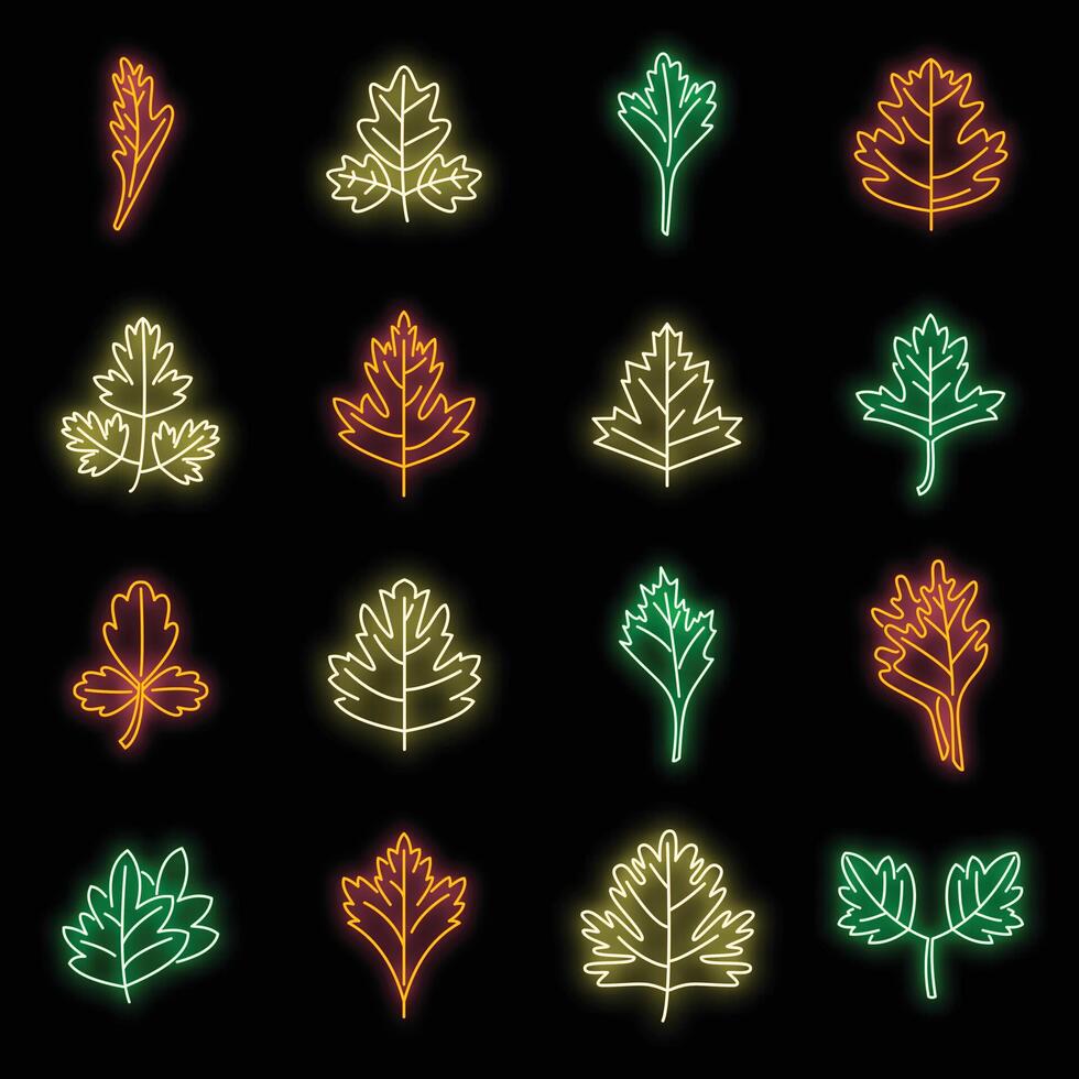 Parsley icons set vector neon