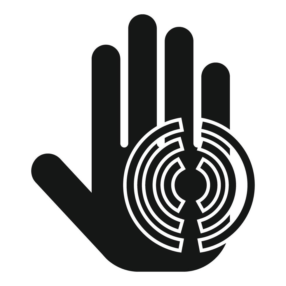 Circle palm scanning icon simple vector. Print data id vector