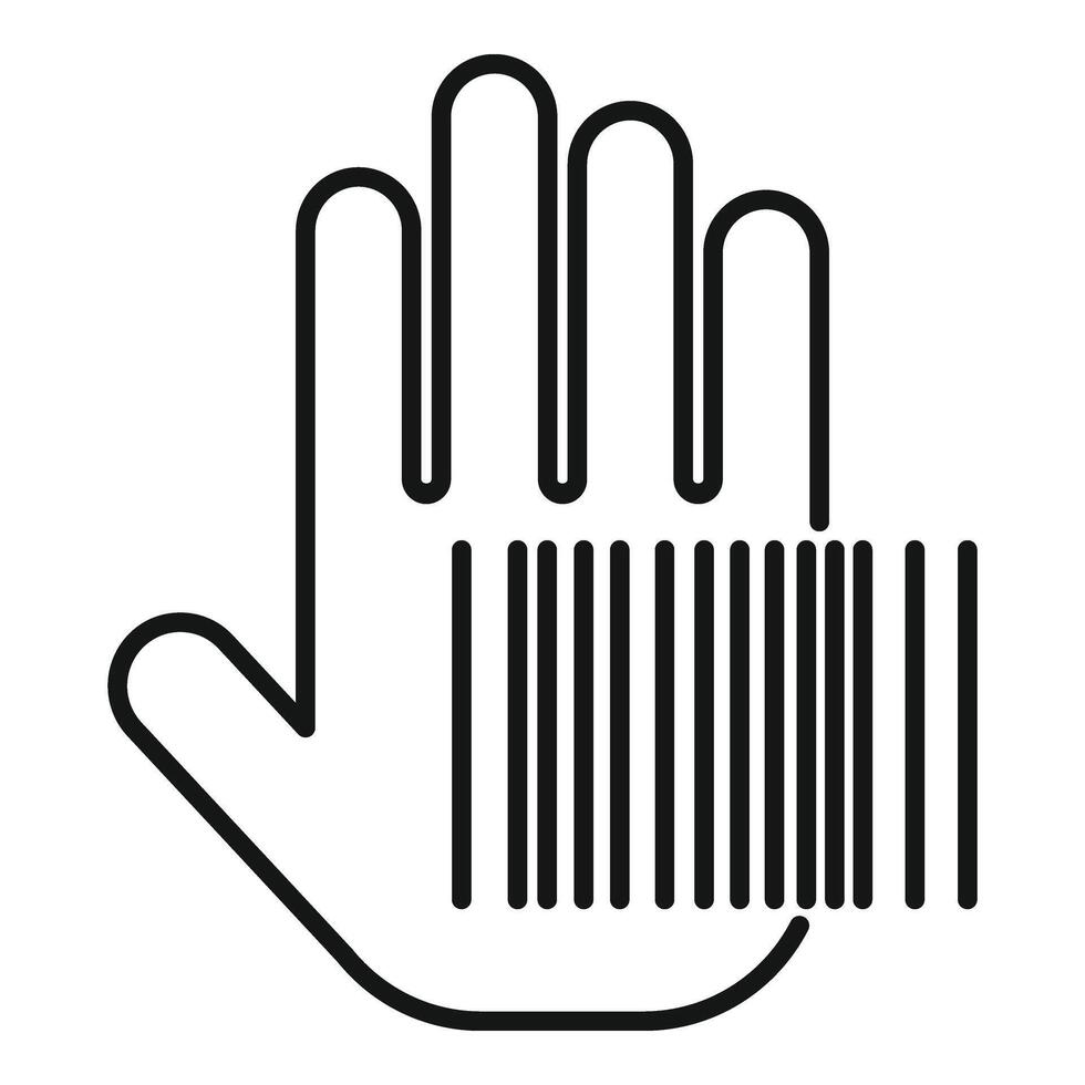 Scan palm code icon outline vector. Automatic security vector
