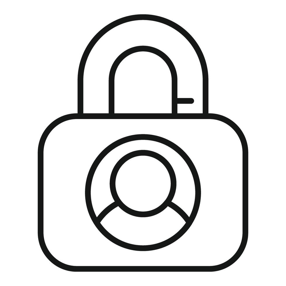Lock data person icon outline vector. Scan signature vector