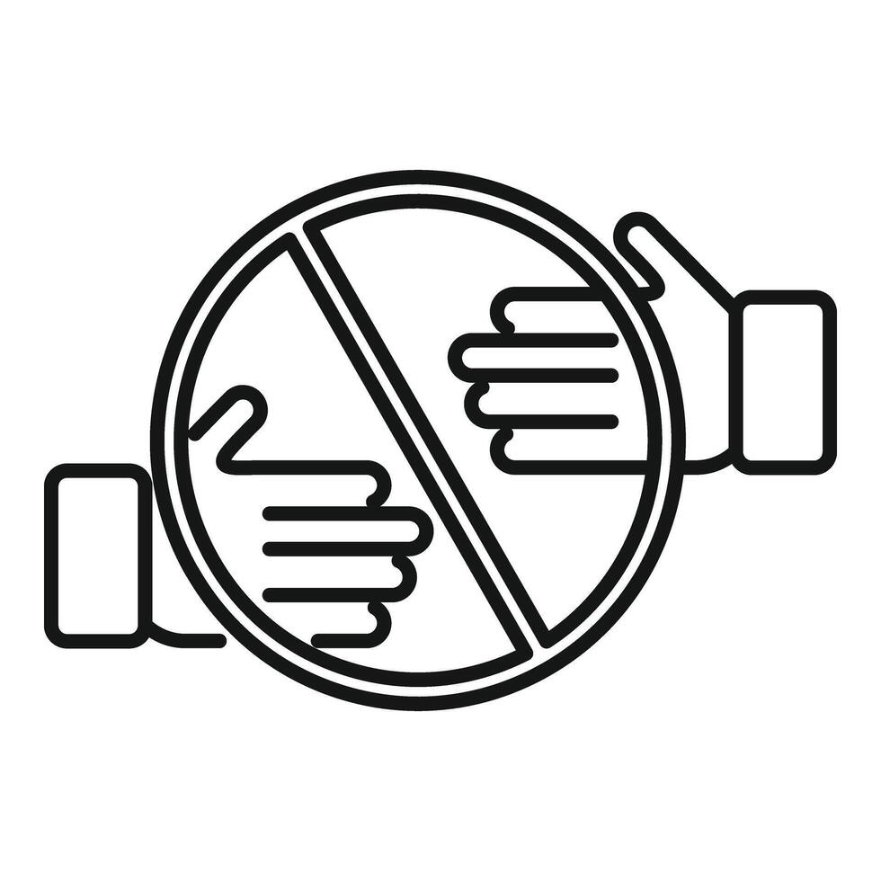 Avoid hands contact icon outline vector. Handle social distance vector