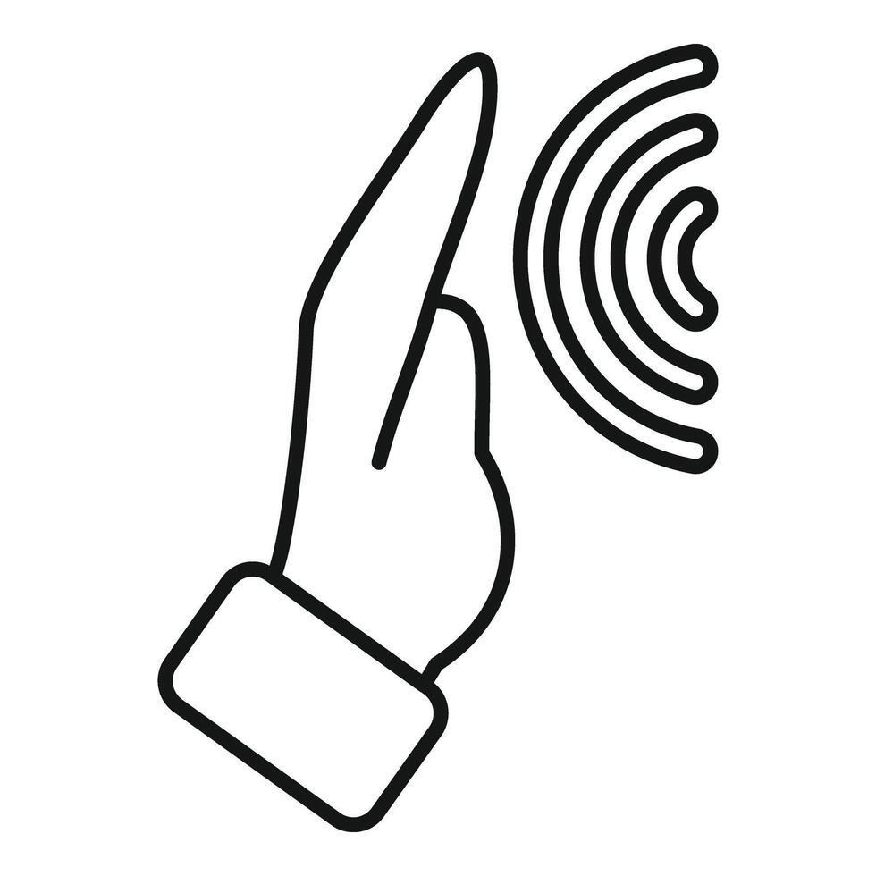 Distance palm scanning icon outline vector. Social system vector