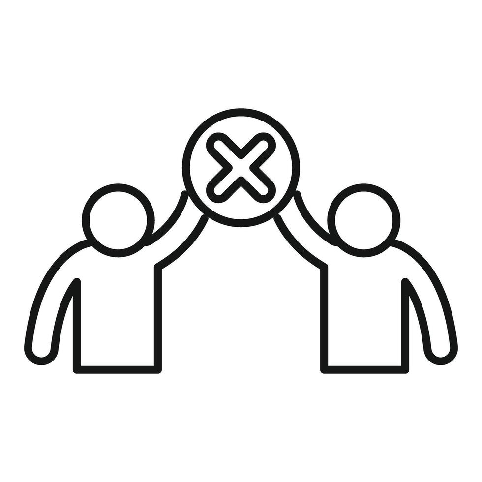 Avoid victory hand shake icon outline vector. Home precaution vector