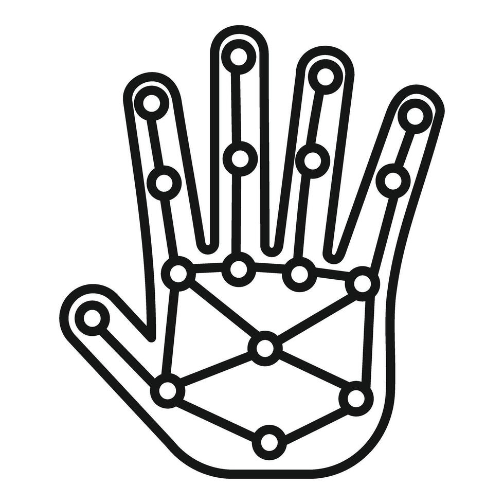 Biometric palm scanning icon outline vector. System board vector