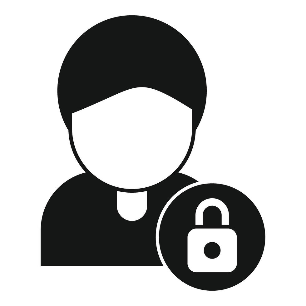 Secured person identity icon simple vector. Stop theft vector