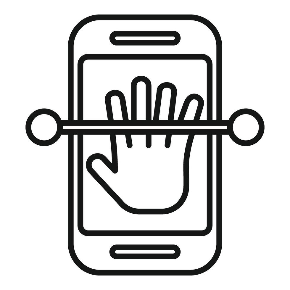 Phone scan palming icon outline vector. Bio smart software vector