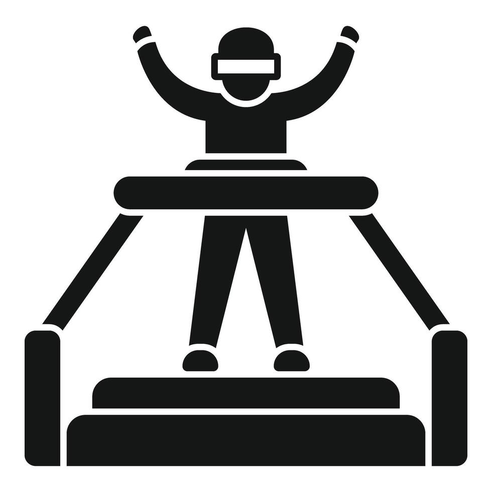 Person play on vr platform icon simple vector. Social simulation vector