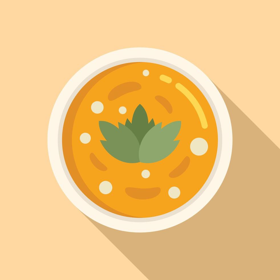 Serving cream soup icon flat vector. Supper lunch vector