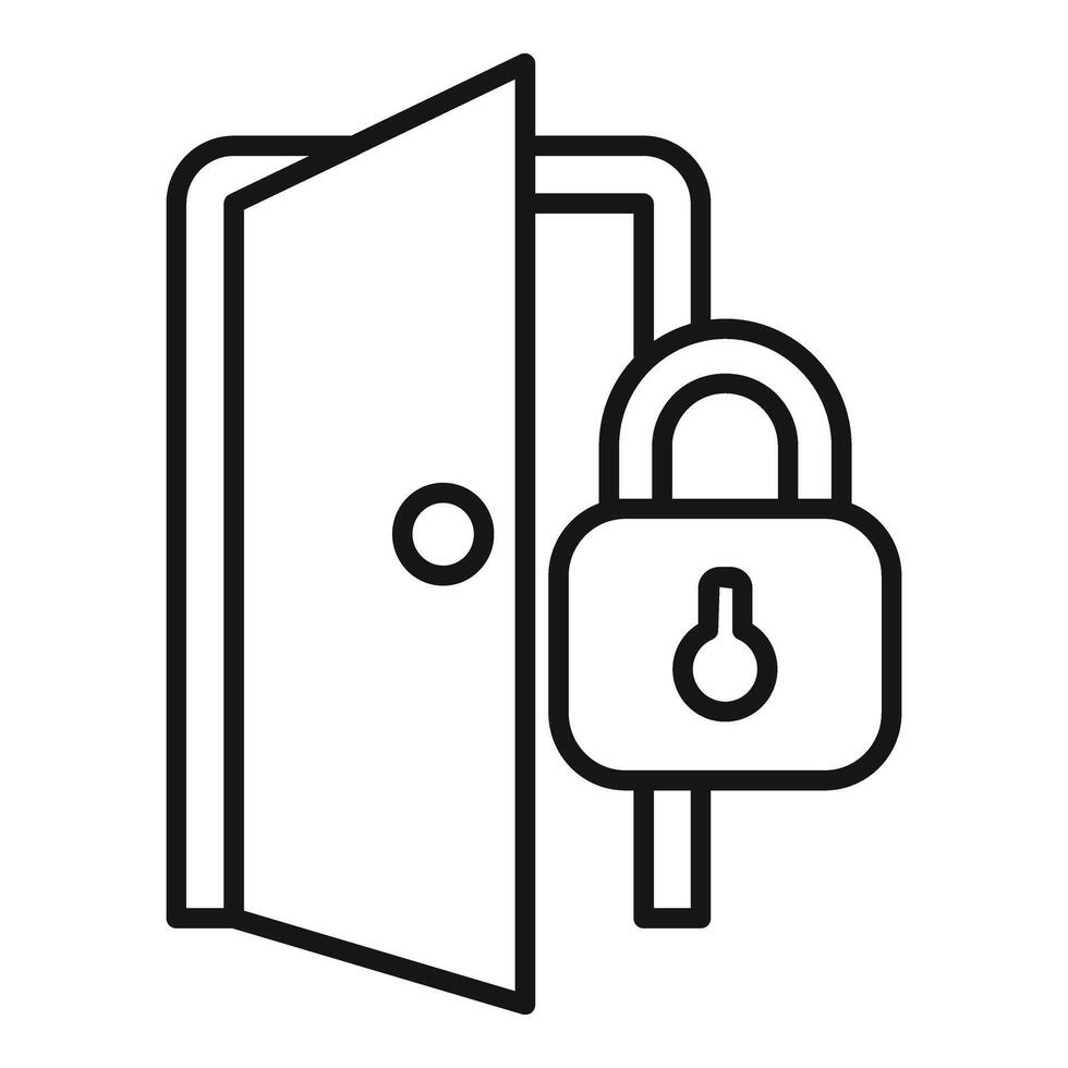 Door lock stop theft icon outline vector. Alarm security vector