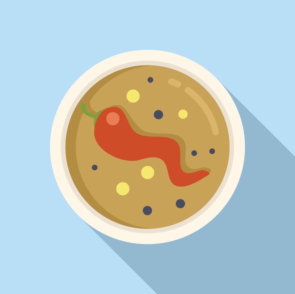 Red pepper cream soup icon flat vector. Dining repast vector