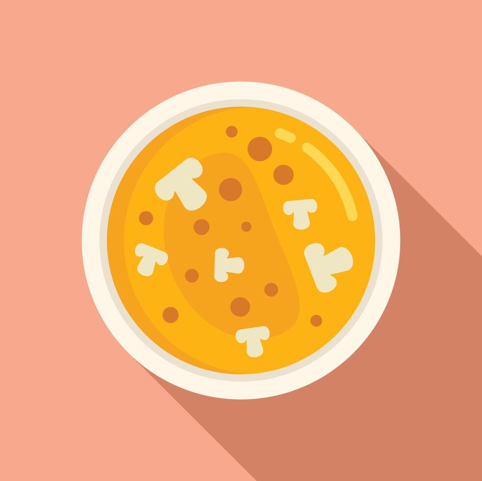 Mushroom cream soup icon flat vector. Lunch supper vector