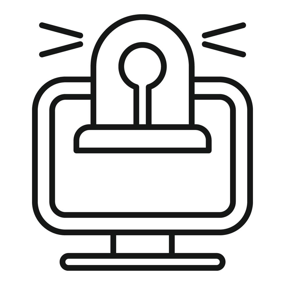 Stop online theft icon outline vector. Secure crime vector