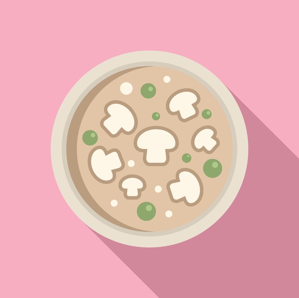 Hot mushroom cream soup icon flat vector. Cooking supper dinner vector