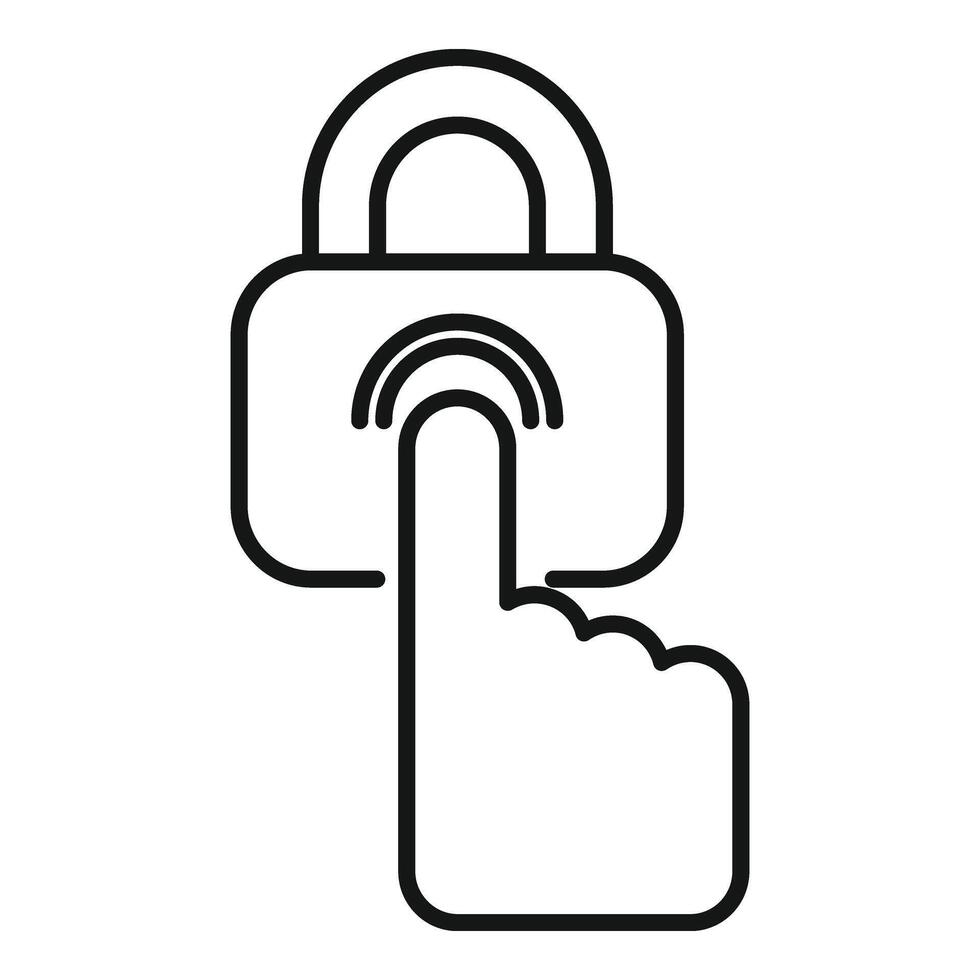 Fingerprint padlock icon outline vector. Secure robbery vector
