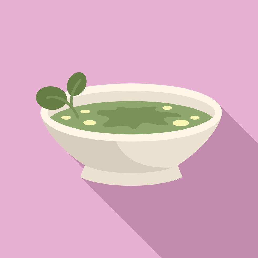 Cream soup bowl icon flat vector. Food dish dinner vector