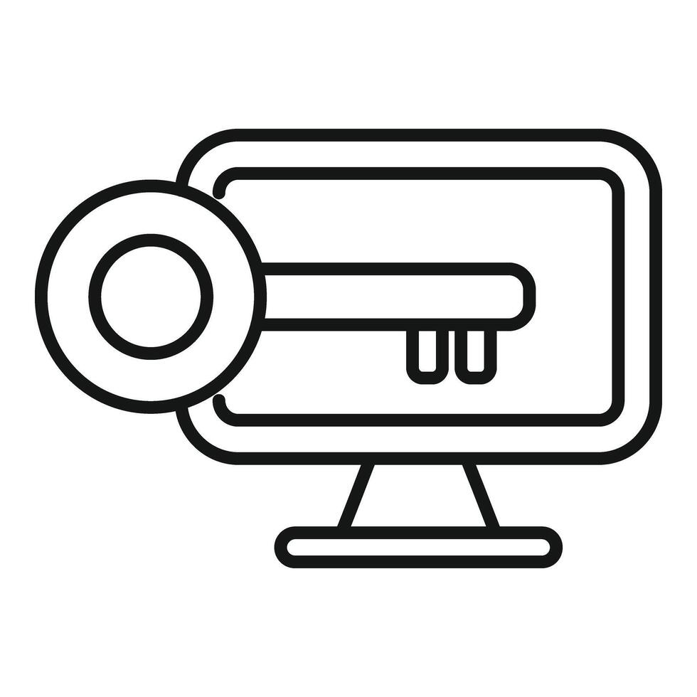 Locked monitor hacker icon outline vector. Robbery secure vigilant vector