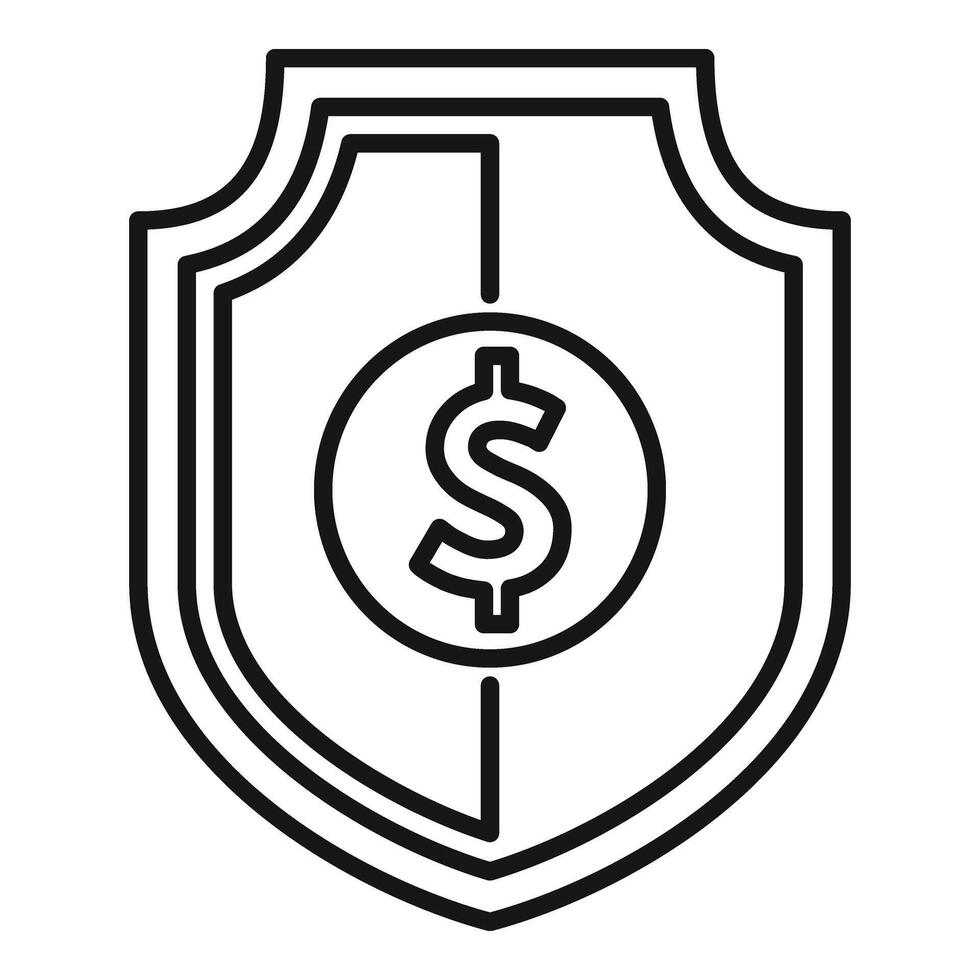 Secured money shield icon outline vector. Stop theft vector