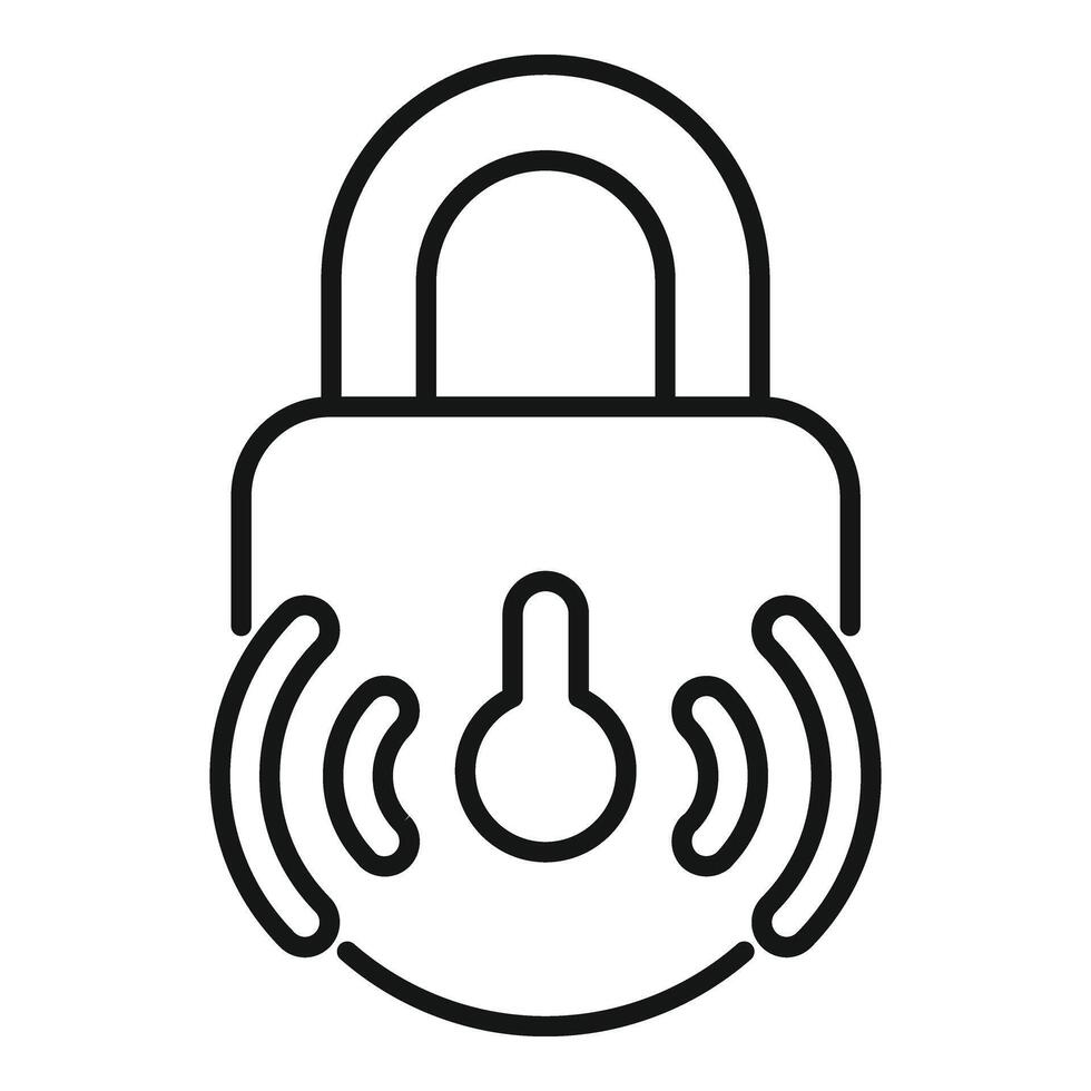 Wireless lock padlock icon outline vector. Stop theft vector