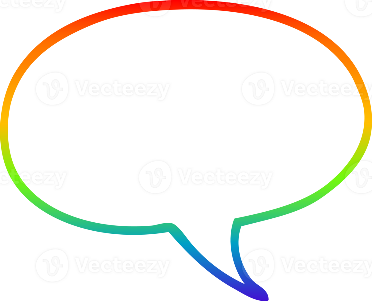 rainbow gradient line drawing of a cartoon speech bubble png