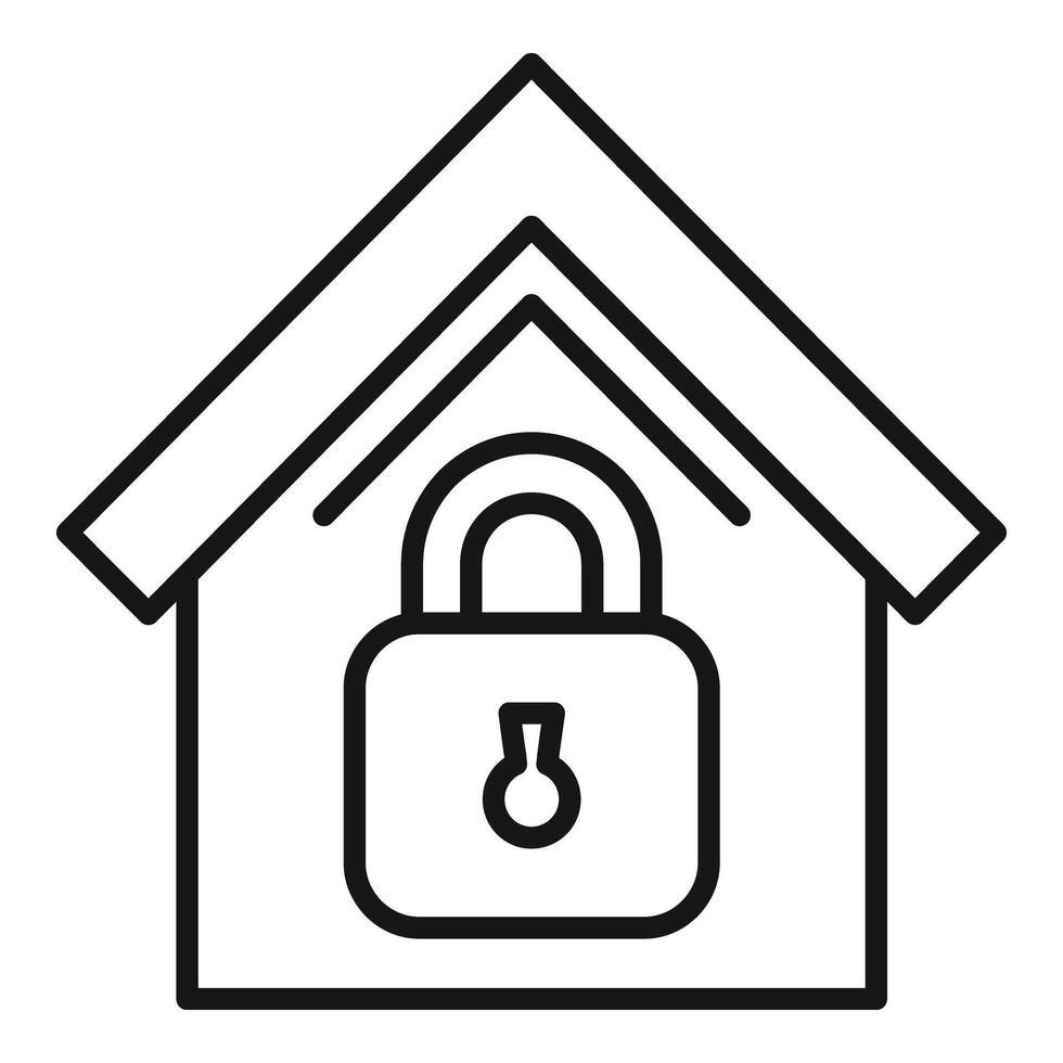 Home lock access icon outline vector. Secure stop theft vector