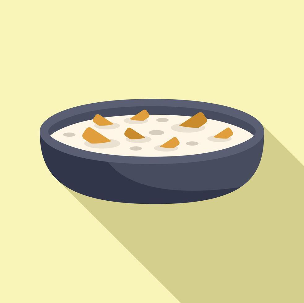 Cream soup meal icon flat vector. Food dish vector