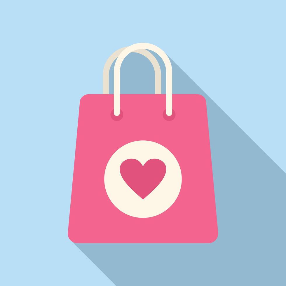 regalo corazón bolso icono plano vector. tarjeta arco paquete o empaquetar vector