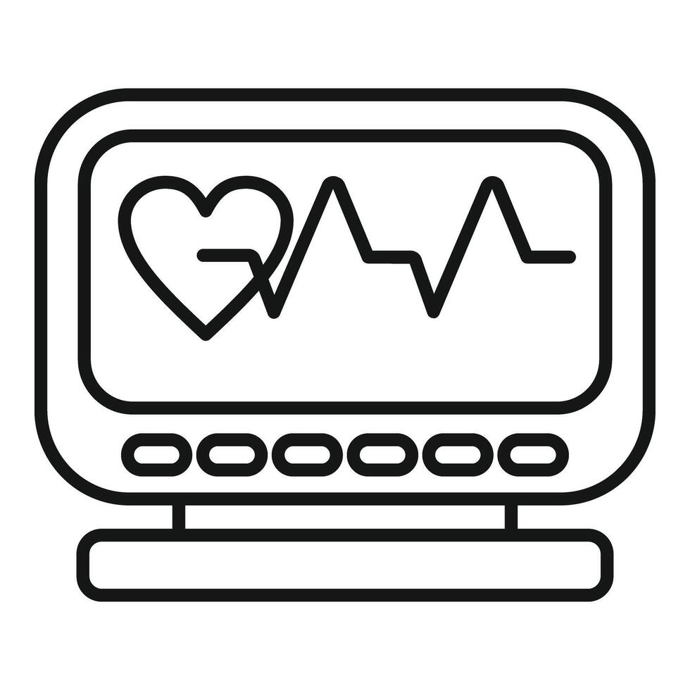 Heart rate monitor icon outline vector. Inspection resonance vector